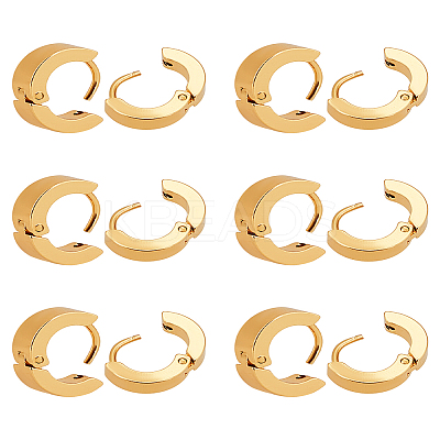 6 Pairs 304 Stainless Steel Huggie Hoop Earrings EJEW-LP0001-07-1
