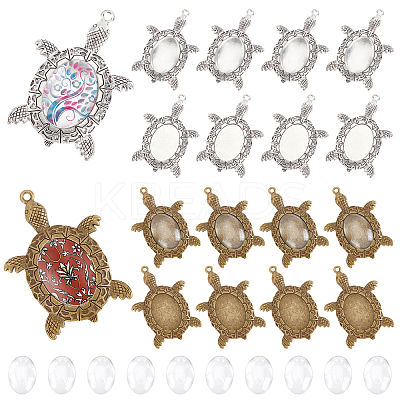 20Pcs 2 Colors Turtle Alloy Pendant Cabochons Settings DIY-PH0003-26-WH-1
