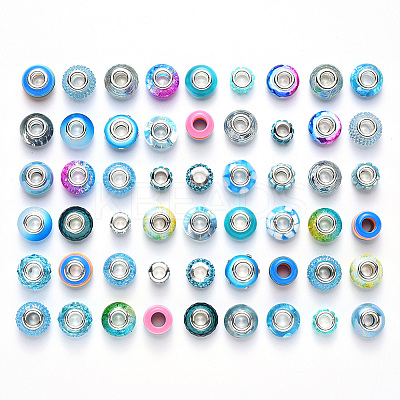 Acrylic & Resin & Polymer Clay Rhinestone European Beads FPDL-NB0001-02B-1