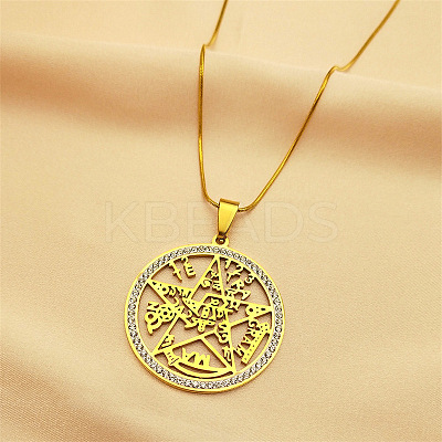 201 Stainless Steel Tetragrammaton Solomon Kabbalah Pendant Necklaces NJEW-S007-22G-1