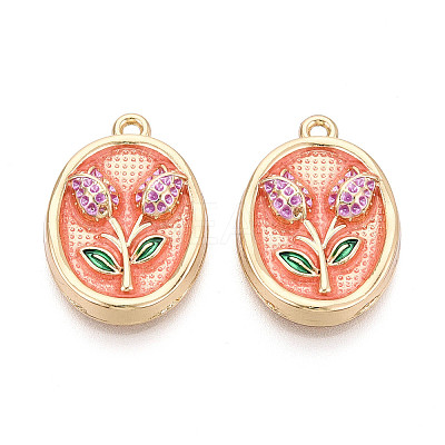 Rack Plating Alloy Enamel Pendants ENAM-T024-89A-G-1