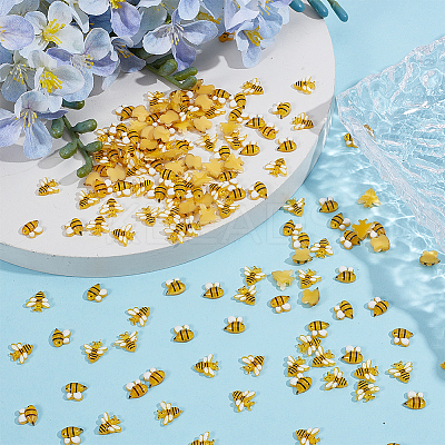 220Pcs 2 Styles Bees Resin Nail Art Cabochons RESI-DR0001-06-1