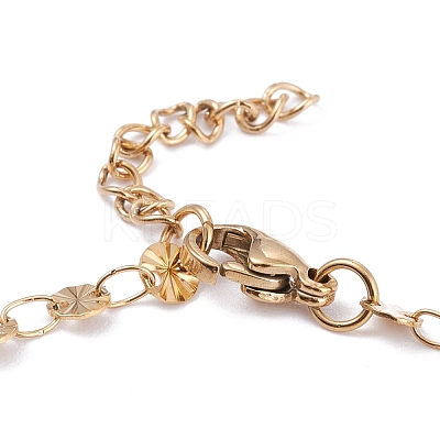 PVD Vacuum Plating 304 Stainless Steel Flat Round Link Chain Bracelets BJEW-I295-05C-G-1