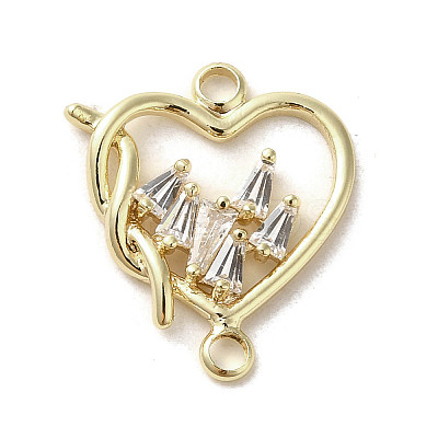 Brass Pave Clear Cubic Zirconia Connector Charms LS-KK-C043-03G-1