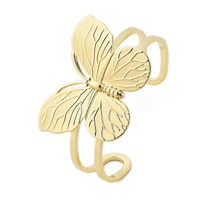 Butterfly Brass Cuff Open Bangles BJEW-M060-01G-01-1