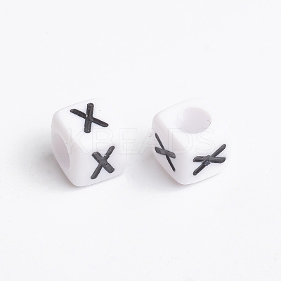 Acrylic Horizontal Hole Letter Beads X-PL37C9308-X-1