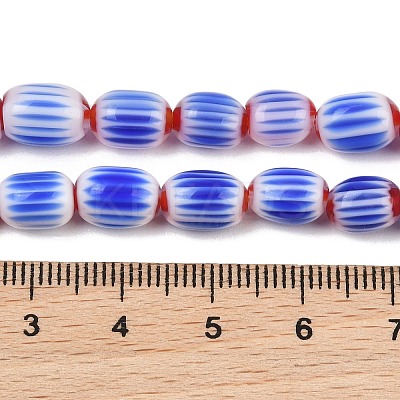 Handmade Millefiori Glass Oval Beads Strands LK-Z001-02B-06-1