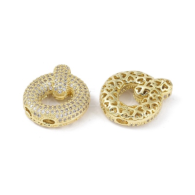 Brass Micro Pave Clear Cubic Zirconia Pendants KK-Z041-01G-Q-1