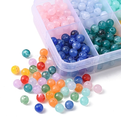 600Pcs 10 Colors Round Imitation Gemstone Acrylic Beads OACR-YW0001-93-1