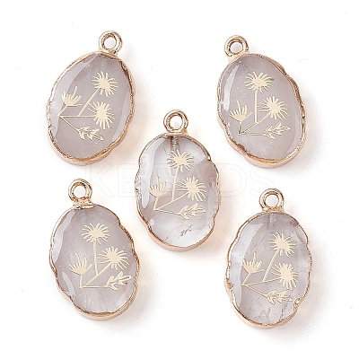 Natural Quartz Crystal Oval Pendants G-C102-07G-01-1