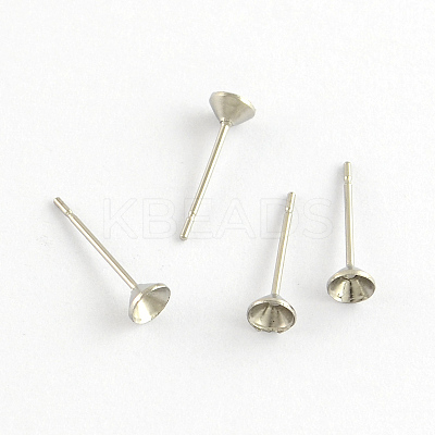 Non-Tarnish 304 Stainless Steel Flat Round Blank Peg Stud Earring Findings X-STAS-R055-13-1