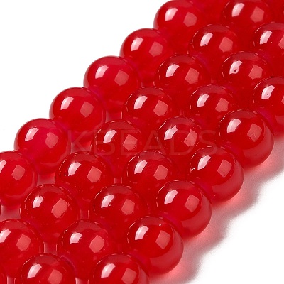 Baking Paint Imitation Jade Glass Round Bead Strands DGLA-Q021-8mm-05-1