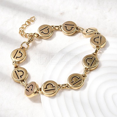 12 Constellations 304 Stainless Steel Link Chain Bracelets BJEW-I239-01G-02-1