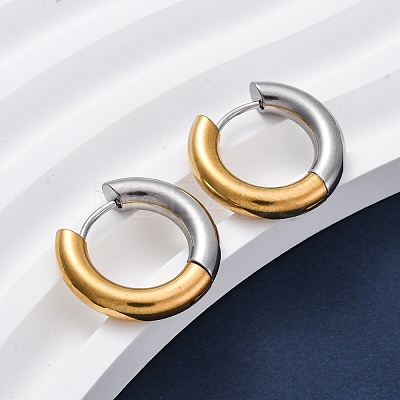 Two Tone 304 Stainless Steel Hinged Hoop Earrings for Women LS-EJEW-A073-01B-1