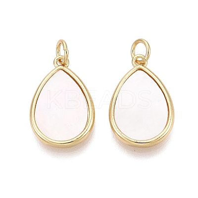 Natural White Shell Pendants KK-Q072-01G-1