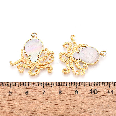 304 Stainless Steel Pave Natural Shell Pendants STAS-N115-23A-G-1