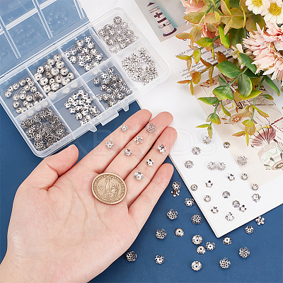 320pcs 8 Style 304 Stainless Steel Bead Caps STAS-PH0004-46-1