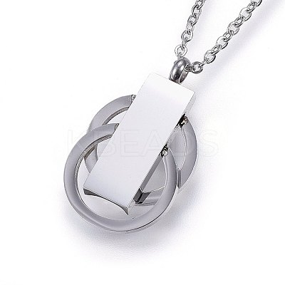 304 Stainless Steel Pendant Necklaces NJEW-G315-02P-1