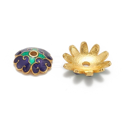 Mixed Brass Enamel Bead Caps KK-L124-09G-RS-1
