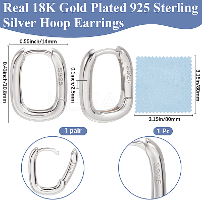 1 Pair 925 Sterling Silver Hoop Earrings EJEW-BBC0001-83P-1