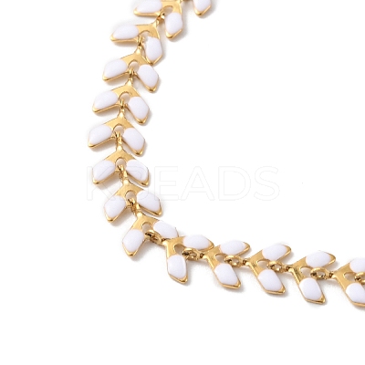 Enamel Ear of Wheat Link Chain Necklace NJEW-P220-02G-05-1