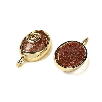 Synthetic Goldstone Oval Pendants G-K371-01G-06-1