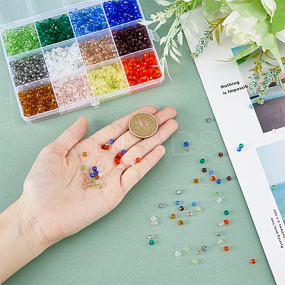 1800Pcs 12 Colors Transparent Glass Beads Strands EGLA-DC0001-02-1