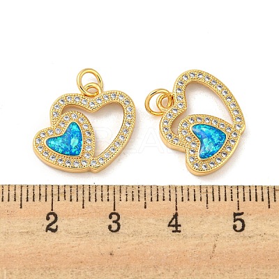 Valentine's Day Brass Micro Pave Cubic Zirconia with Synthetic Opal Pendants KK-D096-02B-G-1