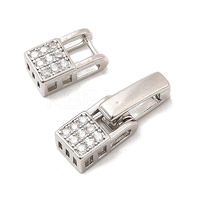 Brass Micro Pave Clear Cubic Zirconia Fold Over Clasps X-KK-C075-36P-1