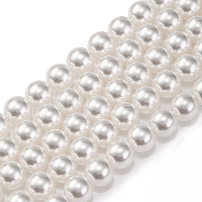 Baking Paint Pearlized Glass Pearl Round Bead Strands PEAR-H019-02C-04-1
