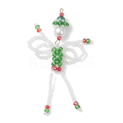 Christmas Glass Seed Elfin Beaded Big Pendants PALLOY-MZ01040-01-1