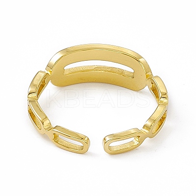 Ion Plating(IP) 304 Stainless Steel Cubic Zirconia Cuff Ring for Women RJEW-C060-05G-1