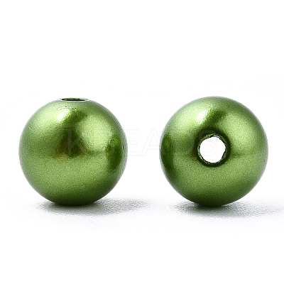 Spray Painted ABS Plastic Imitation Pearl Beads OACR-T015-05B-09-1