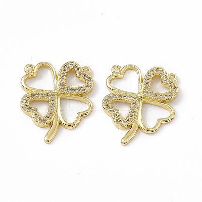 Brass Micro Pave Clear Cubic Zirconia Pendants KK-E068-VC021-1