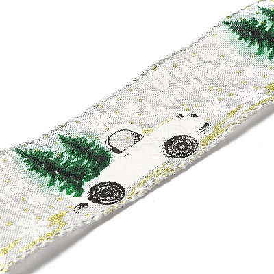 Christmas Theme Polyester Imitation Linen Ribbon OCOR-M008-01C-1