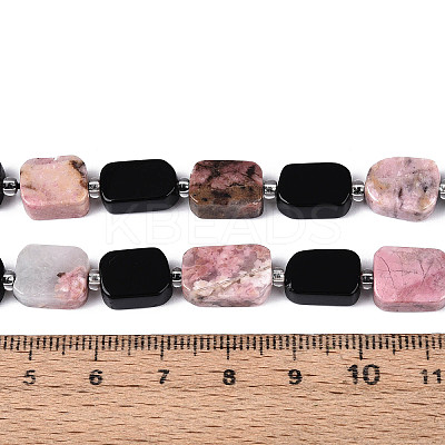 Natural Obsidian & Rhodonite Beads Strands G-N358-02A-04-1