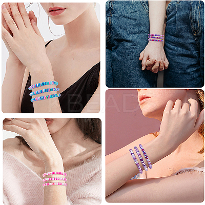 Handmade Polymer Clay Heishi Surfer Stretch Bracelets Set BJEW-SW00099-05-1