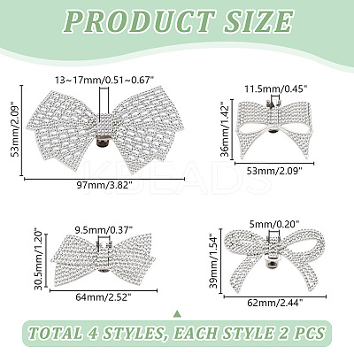 8Pcs 4 Styles Bowknot Alloy Rhinestone Shoe Decorations AJEW-GA0006-99-1