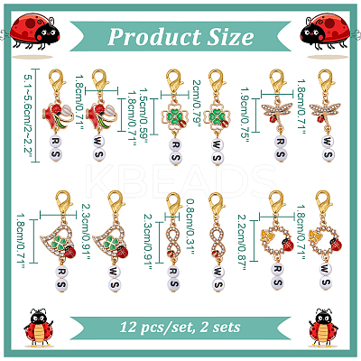 Alloy Enamel Ladybird Theme Pendant Locking Stitch Markers HJEW-AB00087-1