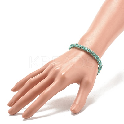 Glass Seed Beaded Bracelet with Brass Magnetic Clasps BJEW-JB07801-05-1