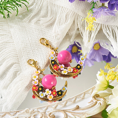 2Pcs Acrylic & Resin Imitation Pearl & Alloy Pendant Decorations HJEW-TAC0115-1