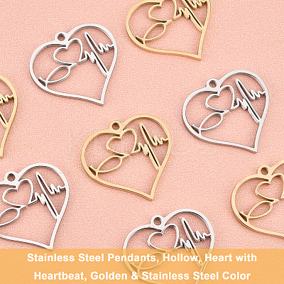 8Pcs 2 Colors 304 Stainless Steel Pendants STAS-UN0030-36-1