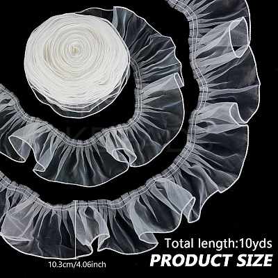 1Pc 10 Yards Organza Pleated Lace Trim OCOR-NB0002-12-1