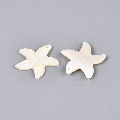 Natural Freshwater Shell Carved Pendants SHEL-N038-34-1