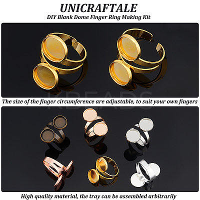 DIY Blank Dome Finger Ring Making Kit DIY-UN0004-12A-1