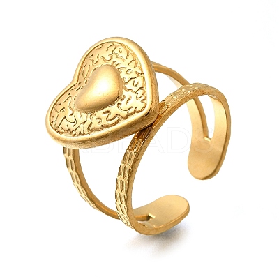 304 Stainless Steel Open Cuff Ring for Women LS-RJEW-A053-06G-08-1
