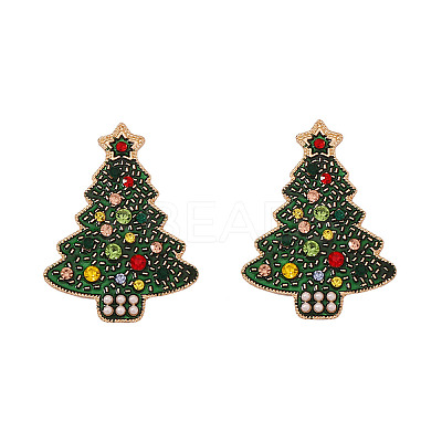 Christmas Tree  Alloy Enamel Stud Earrings FS-WG53A5C-01-1