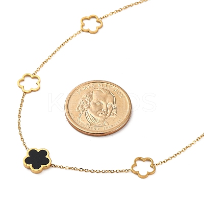 Ion Plating(IP) 304 Stainless Steel & Plastic Flower Pendant Necklaces for Women NJEW-P320-02G-03-1