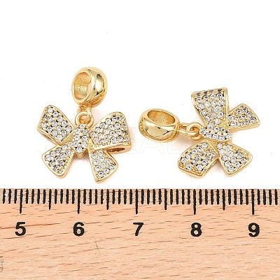 Brass Micro Pave Cubic Zirconia European Dangle Charms ZIRC-E163-15G-1