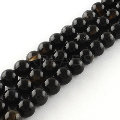 Natural Black Onyx Round Bead Strands G-R198-12mm-1